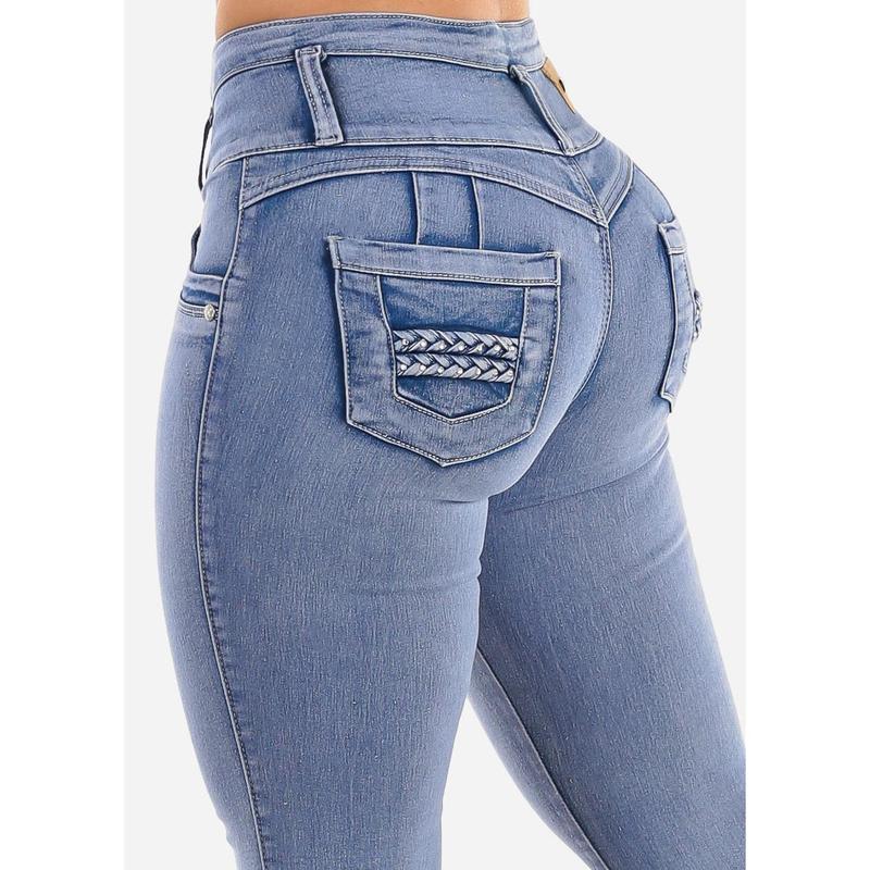 Butt Lift High Waisted Skinny Jeans Light Blue